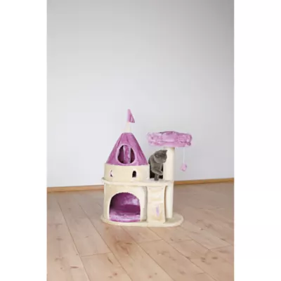 Product  TRIXIE 35-in My Kitty Darling Castle Cat Tree, Purple & Beige