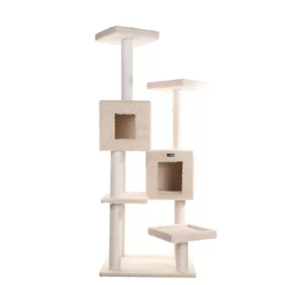 Product Armarkat 67-in Faux Fur Real Wood Cat Tower Perch Spacious Cat Cave House, Beige