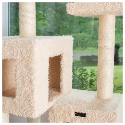 Product Armarkat 67-in Faux Fur Real Wood Cat Tower Perch Spacious Cat Cave House, Beige