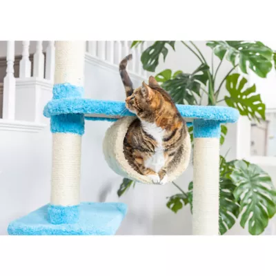 Product Armarkat 61-in Premium Faux Fleece Real Wood Cat Play Furniture Tree, Sky Blue