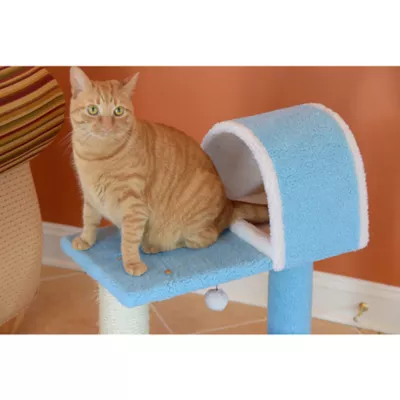 Product Armarkat 30-in Faux Fleece Real Wood Kitty Cat Hideout Bed, Sky Blue