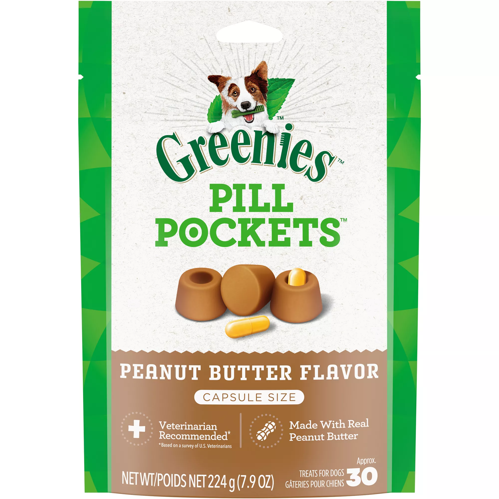 Greenies Pill Pockets Natural Adult Dog Treats Capsule Size Peanut Butter Flavour