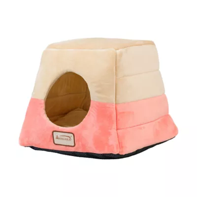 Product Armarkat Orange & Beige Soft Velvet Enclosed Cat Bed