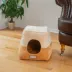 Armarkat Brown & Beige Soft Velvet Enclosed Cat Bed image thumbnail 2