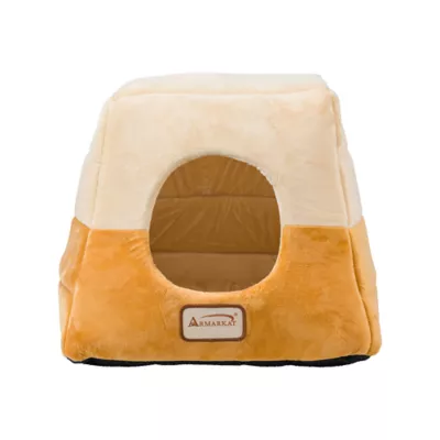 Product Armarkat Brown & Beige Soft Velvet Enclosed Cat Bed