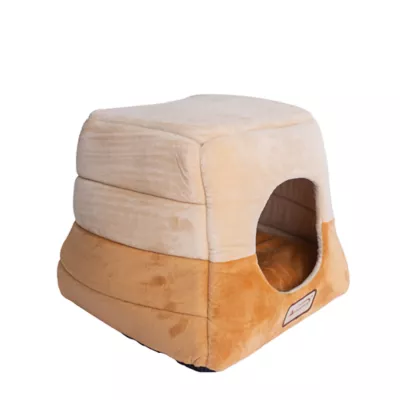 Product Armarkat Brown & Beige Soft Velvet Enclosed Cat Bed