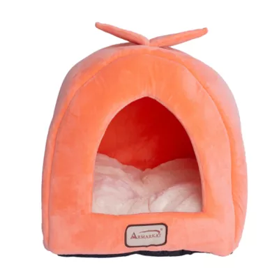 Product Armarkat Little House Orange Luxe Velvet Covered Cat Bed