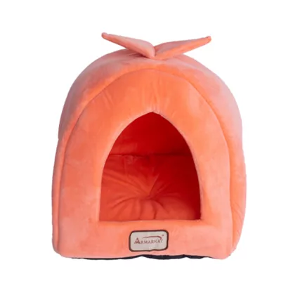 Product Armarkat Little House Orange Luxe Velvet Covered Cat Bed