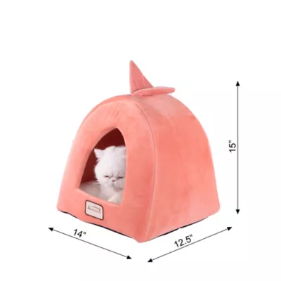 Product Armarkat Little House Orange Luxe Velvet Covered Cat Bed