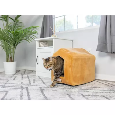 Product Armarkat Beige & Brown House Shaped Covered Cat Bed