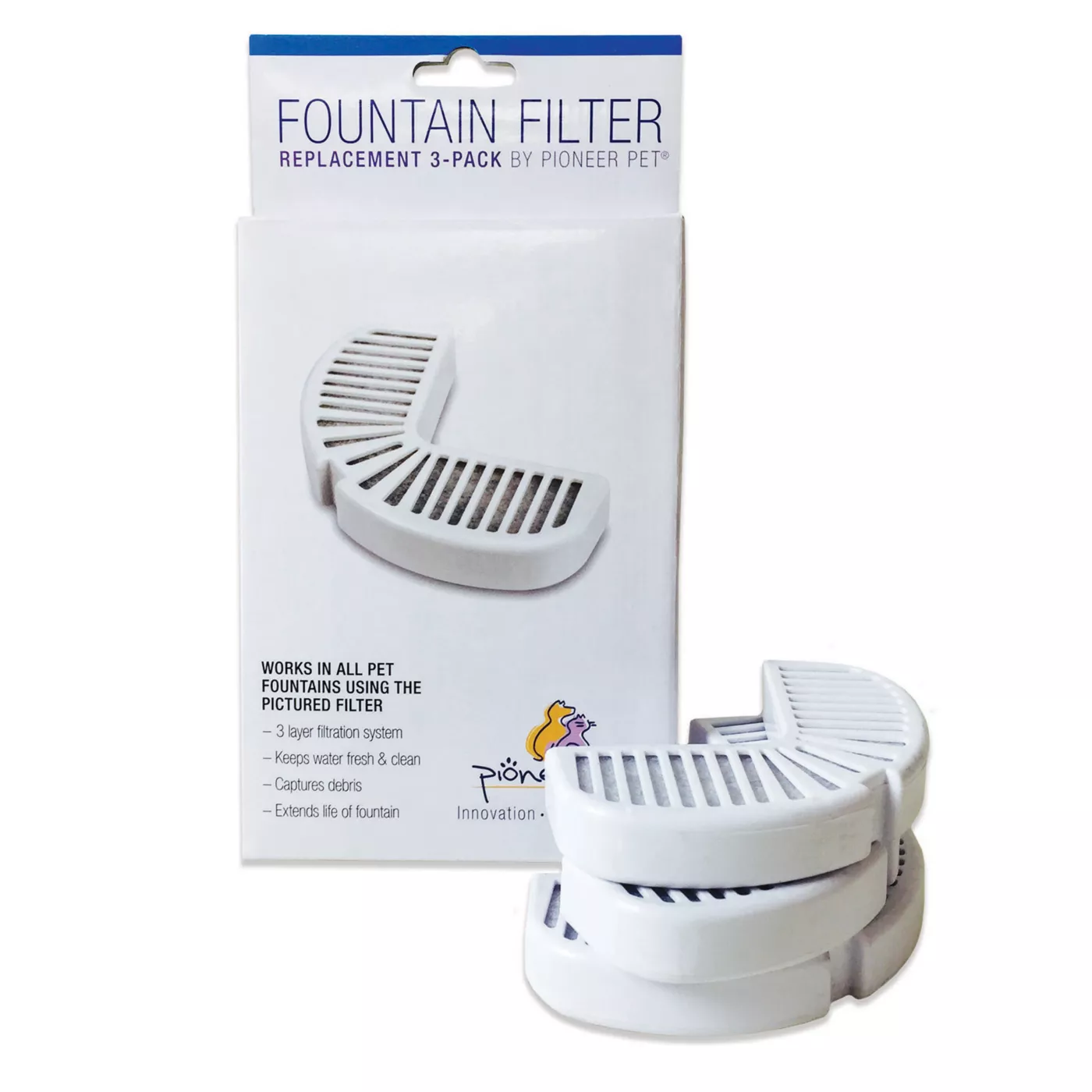 Pioneer Pet® Raindrop™ Ceramic & Stainless Steel Pet Fountain Replacement Filters - 3 Pack