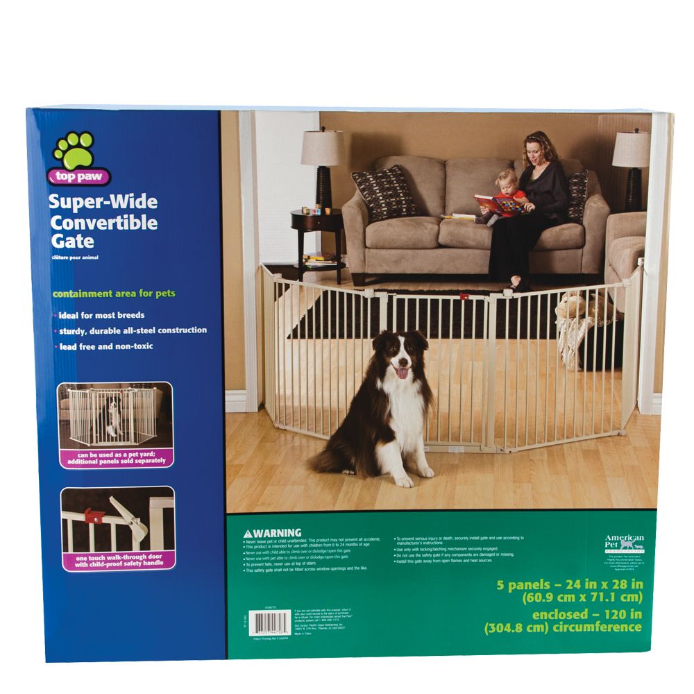 super wide convertible pet gate