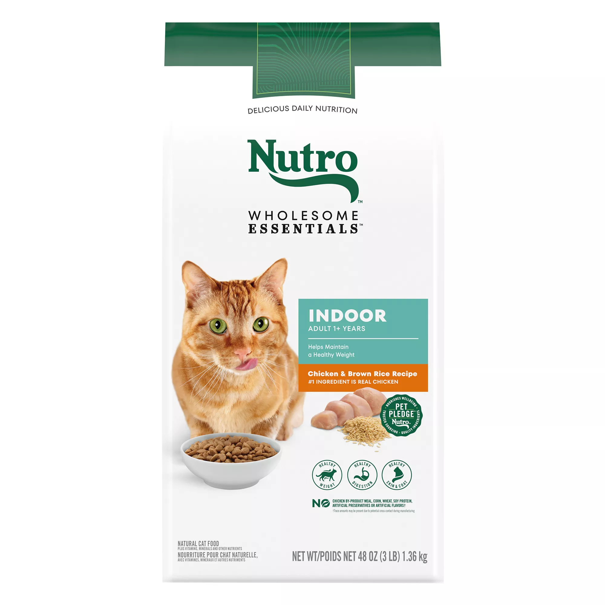 Nutro Wholesome Essentials &trade; Indoor Adult Dry Cat Food - Non-GMO, Natural, Chicken & Brown Ric