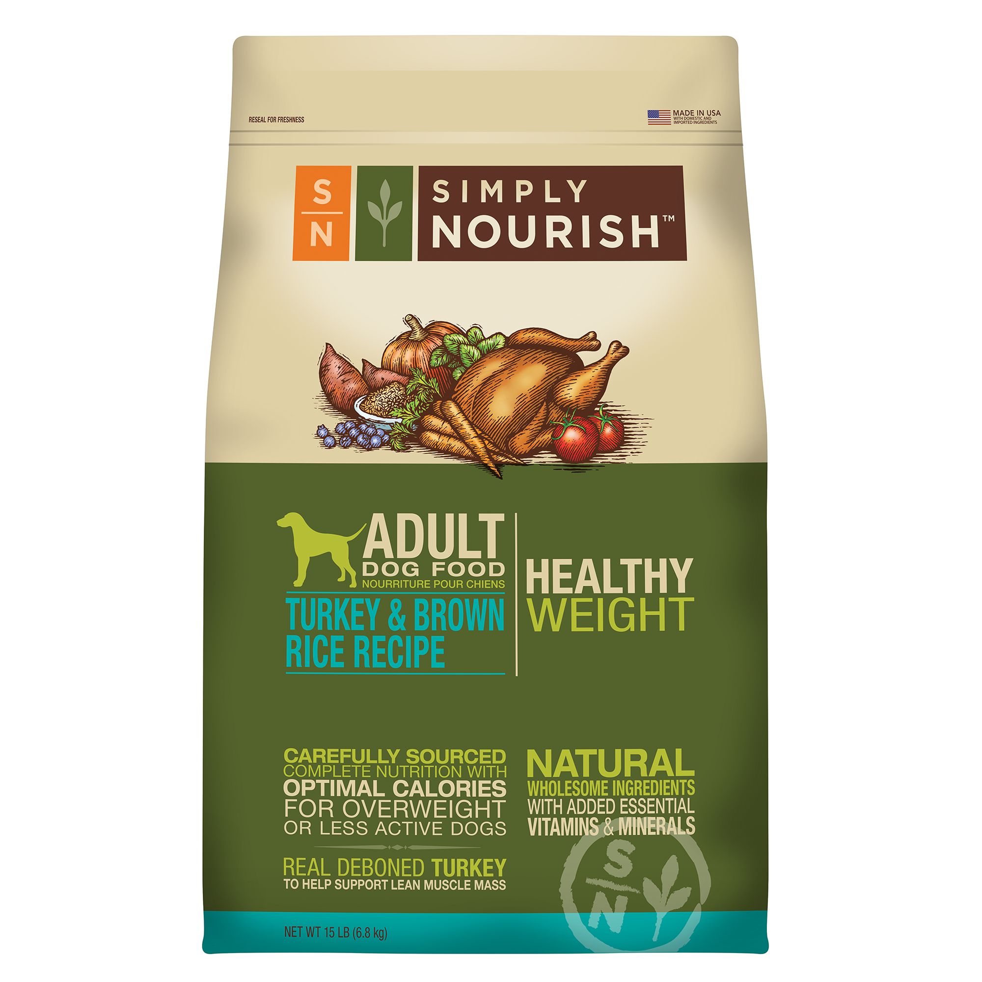 Simply Nourish™ Healthy Weight Adult Dog Food - Natural, Turkey & Brown ...