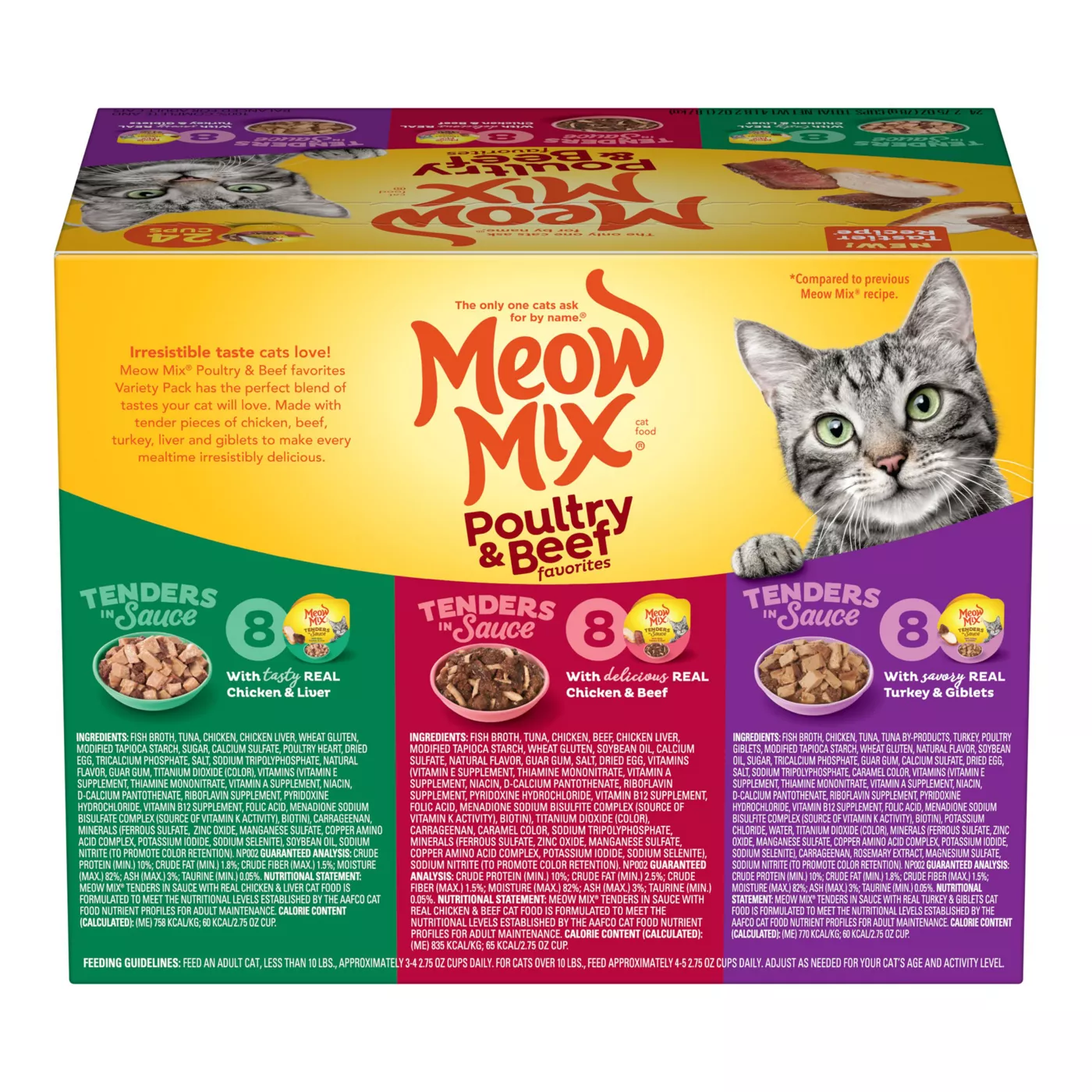 Meow Mix Tender Favorites Wet Cat Food All Ages Variety Pack 24 CT 66 OZ