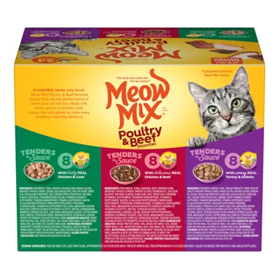 Product Meow Mix Tender Favorites Wet Cat Food All Ages - Variety Pack, 24 CT, 66 OZ