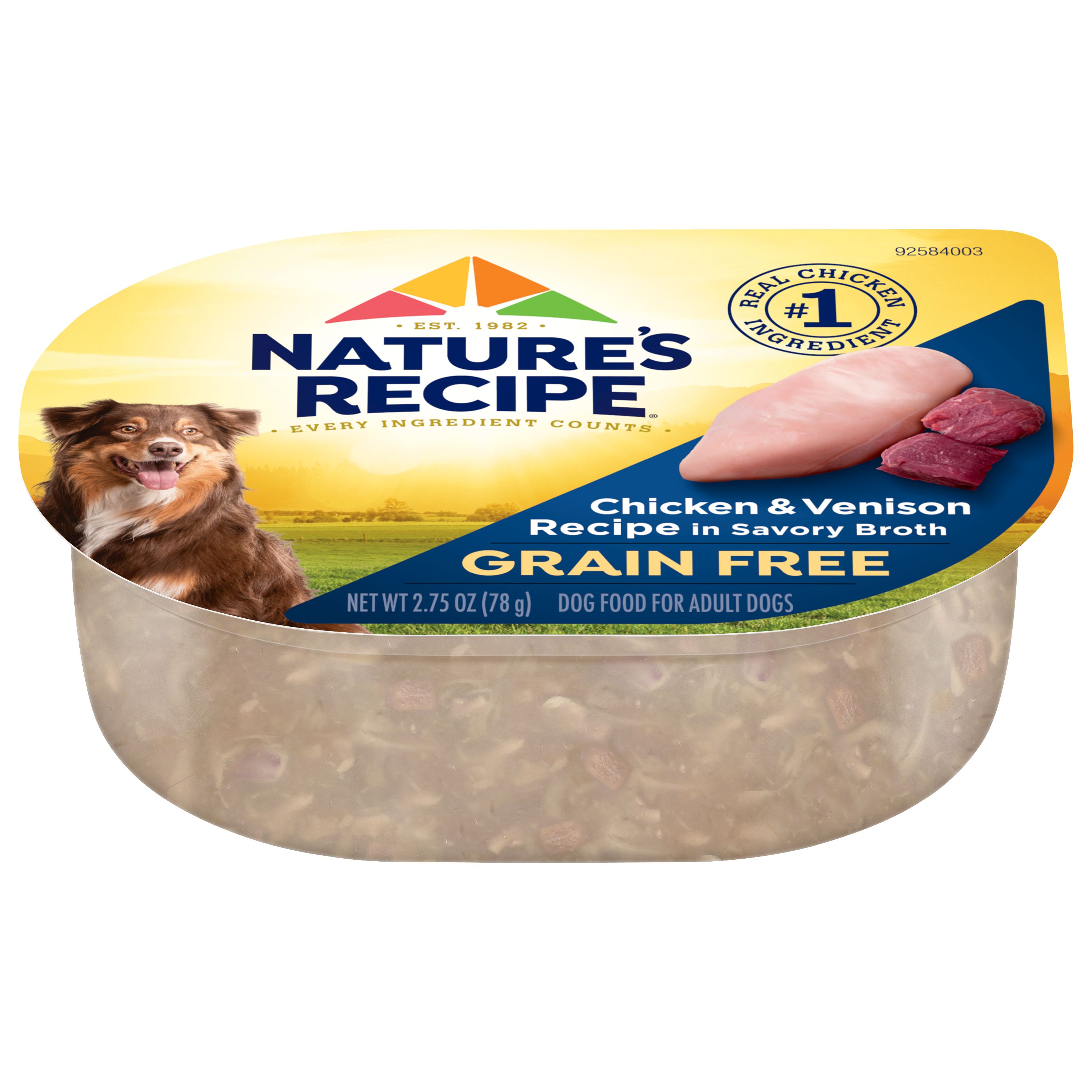 Nature s Recipe Grain Free Easy to Digest Chicken Venison Recipe in Broth Dog Food 2.75 oz