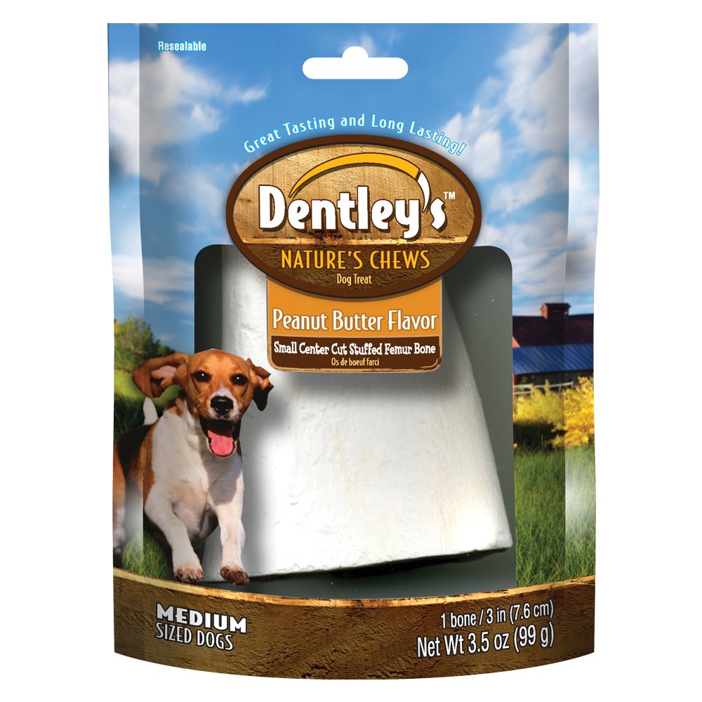 dentley's nature's chews stuffed bone dog treat