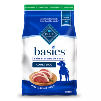 Blue Buffalo Basics Skin Stomach Care Adult Dog Dry Food Grain Free Duck Potato