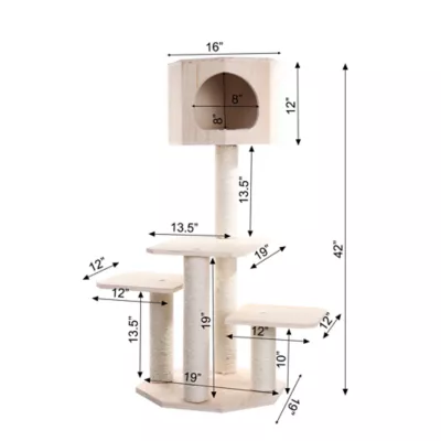 Product Armarkat 46-in Premium Scots Pine Real Wood Cat Tree With Scratching Posts, Natural