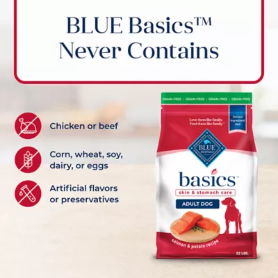 Blue Buffalo Basics Skin Stomach Care Adult Dog Dry Food Grain Free Salmon Potato