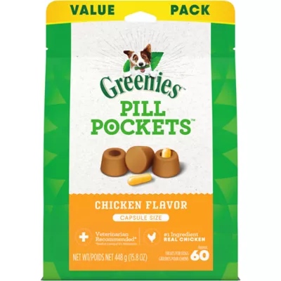 Product Greenies Pill Pockets Natural Adult Dog Treats Capsule Size Chicken Flavour