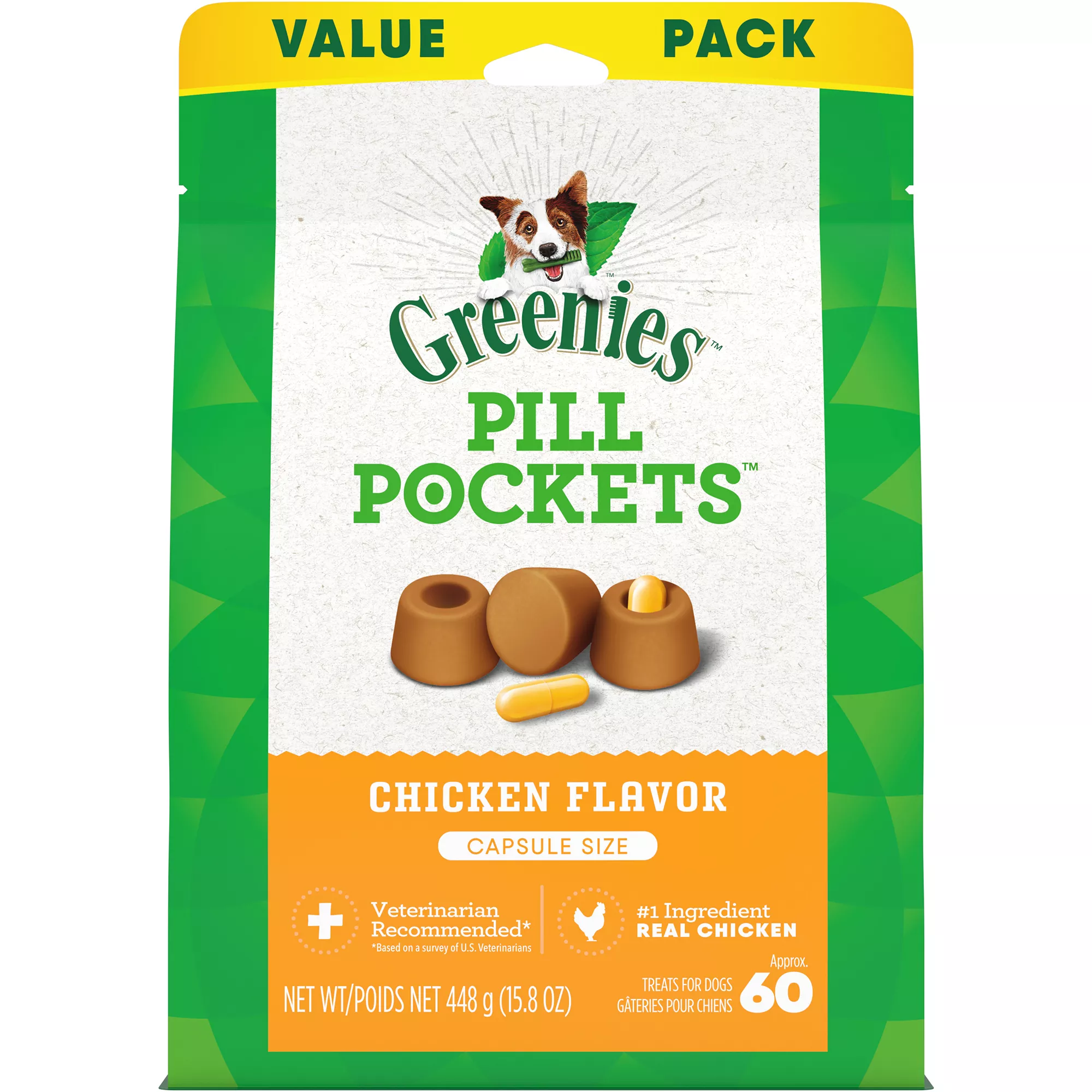 Greenies Pill Pockets Natural Adult Dog Treats Capsule Size Chicken Flavour