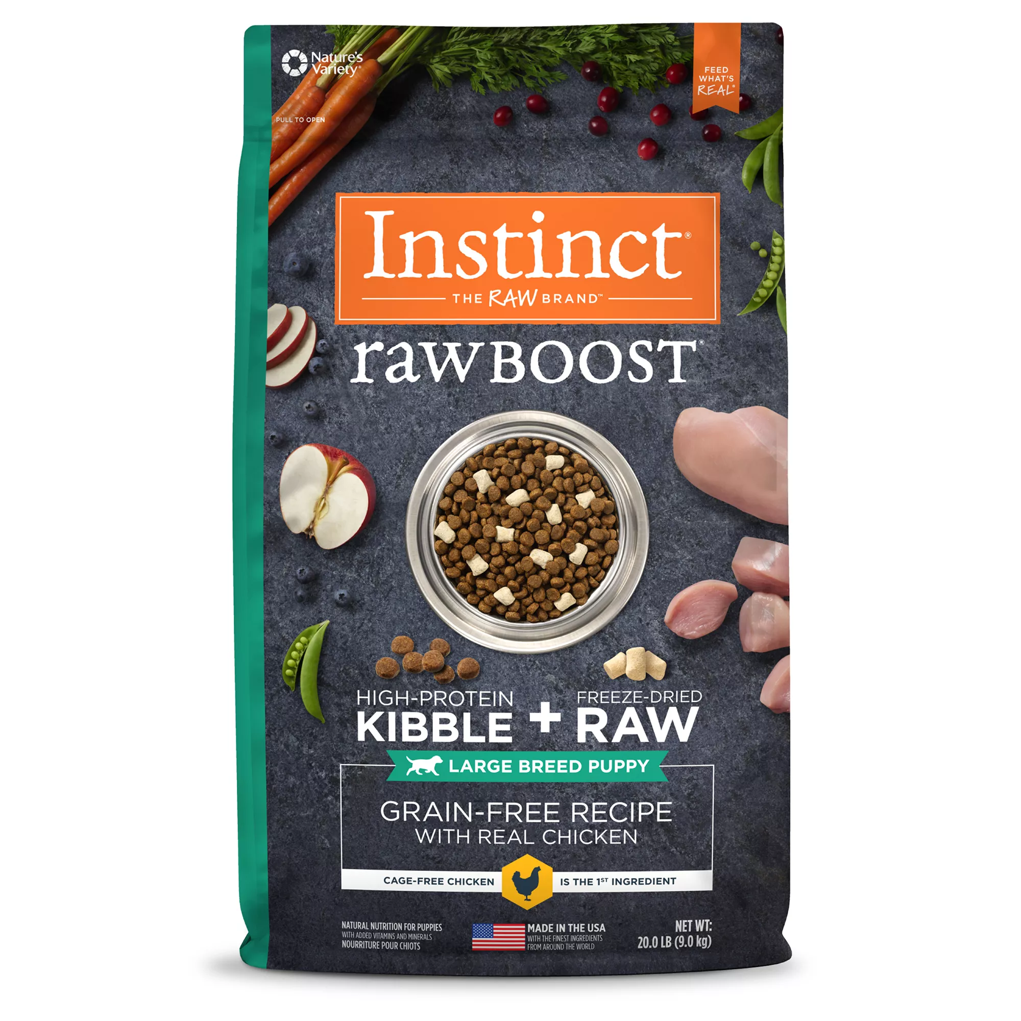 Instinct® Raw Boost Kibble + Freeze-Dried Raw Large Breed Puppy Dry Dog Food - Grain Free, Chicken