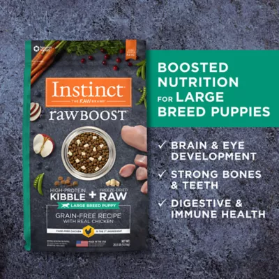 Product Instinct® Raw Boost Kibble + Freeze-Dried Raw Large Breed Puppy Dry Dog Food - Grain Free, Chicken