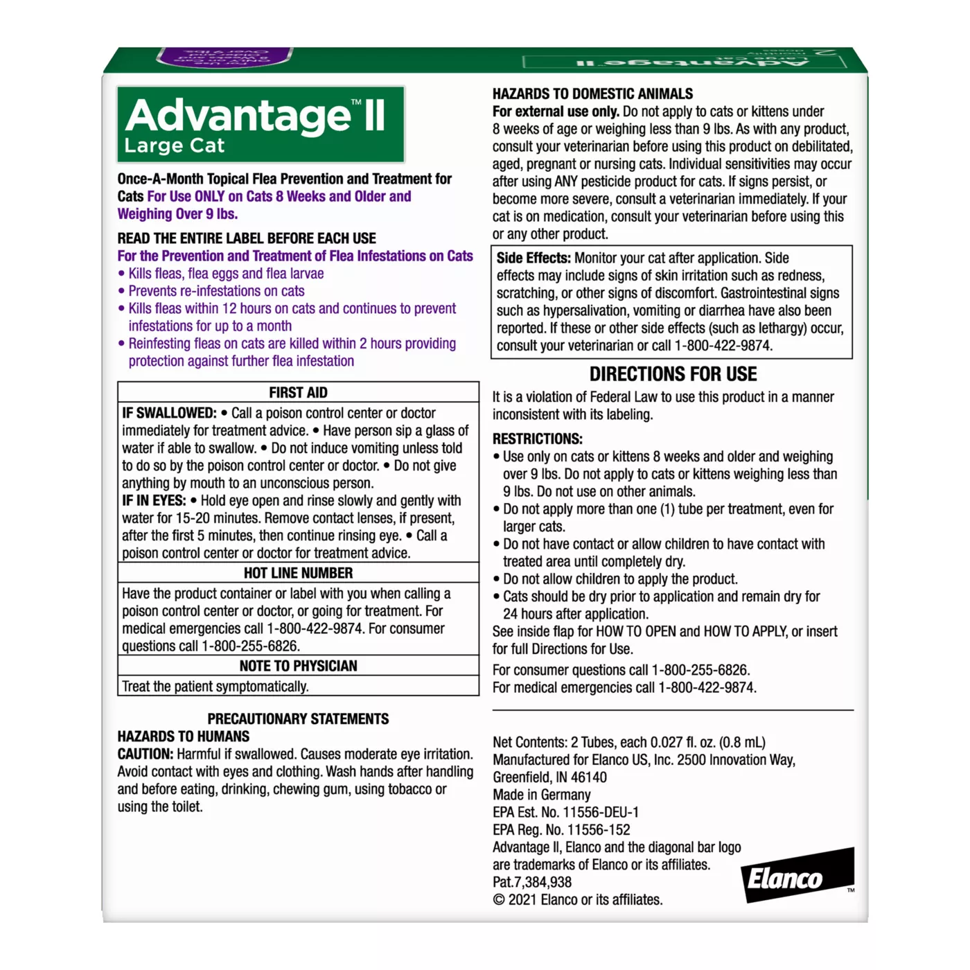 Advantage II Over 9 lbs Cat Flea Prevention Treatment