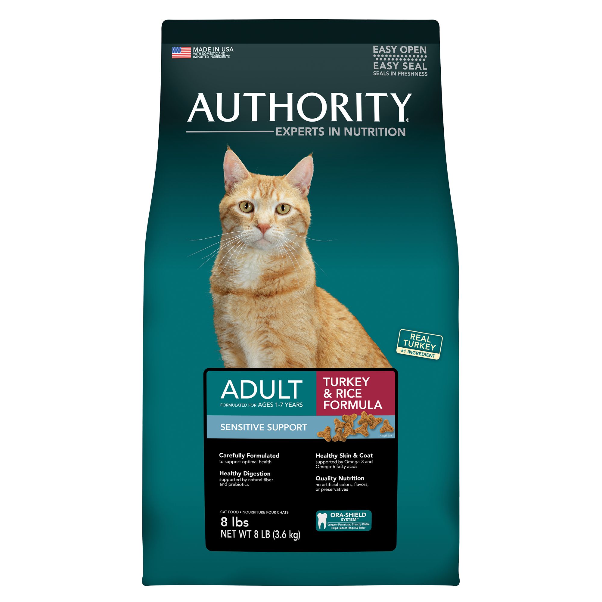 Authority® Sensitive Support Adult Cat Food - Turkey ...