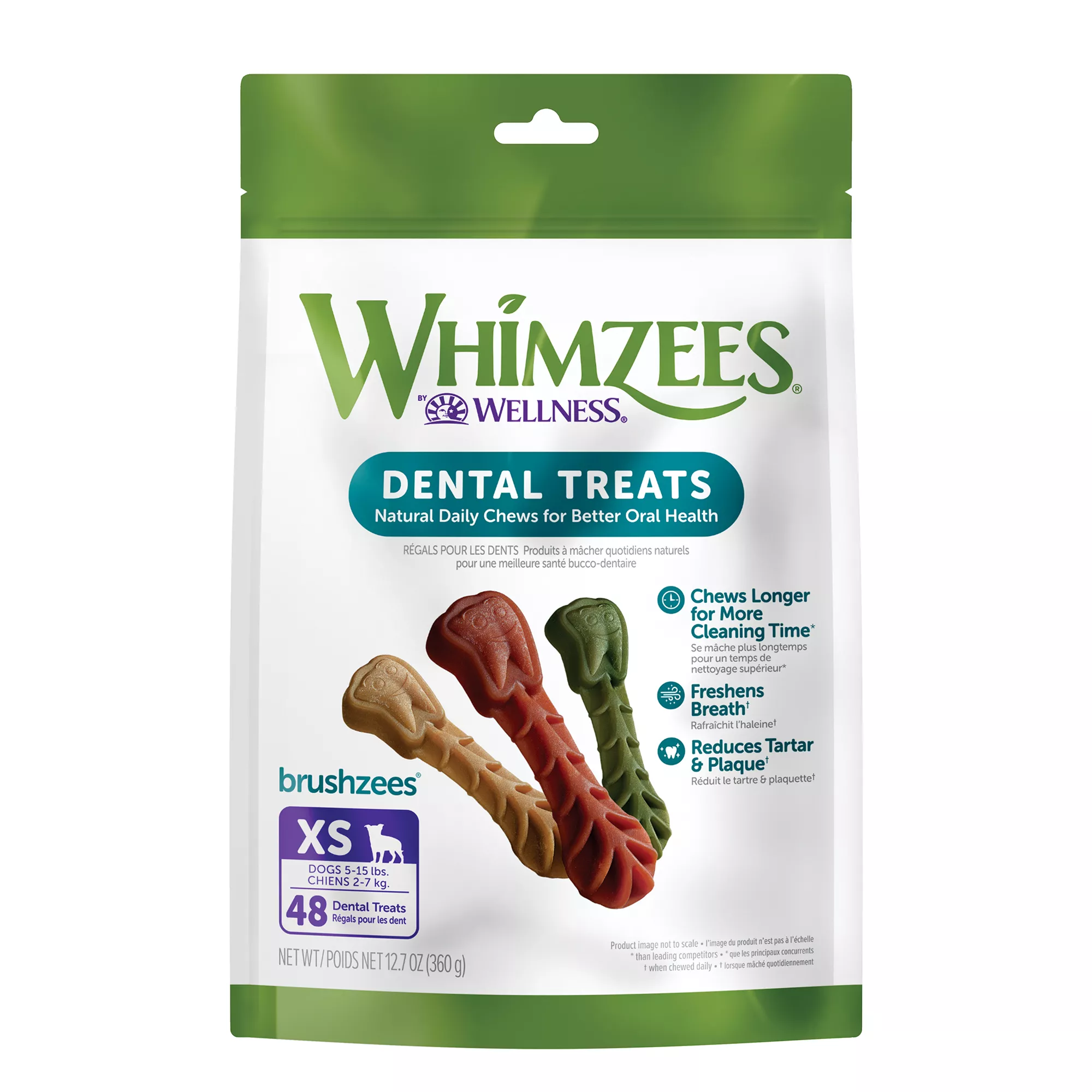 WHIMZEES Brushzees Extra Small Dental Dog Treat - Natural, Grain Free