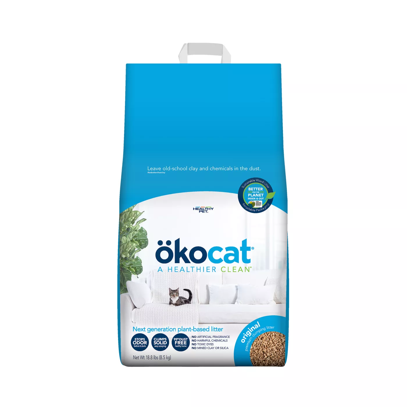 Okocat Original Clumping Wood Cat Litter Low Dust Natural