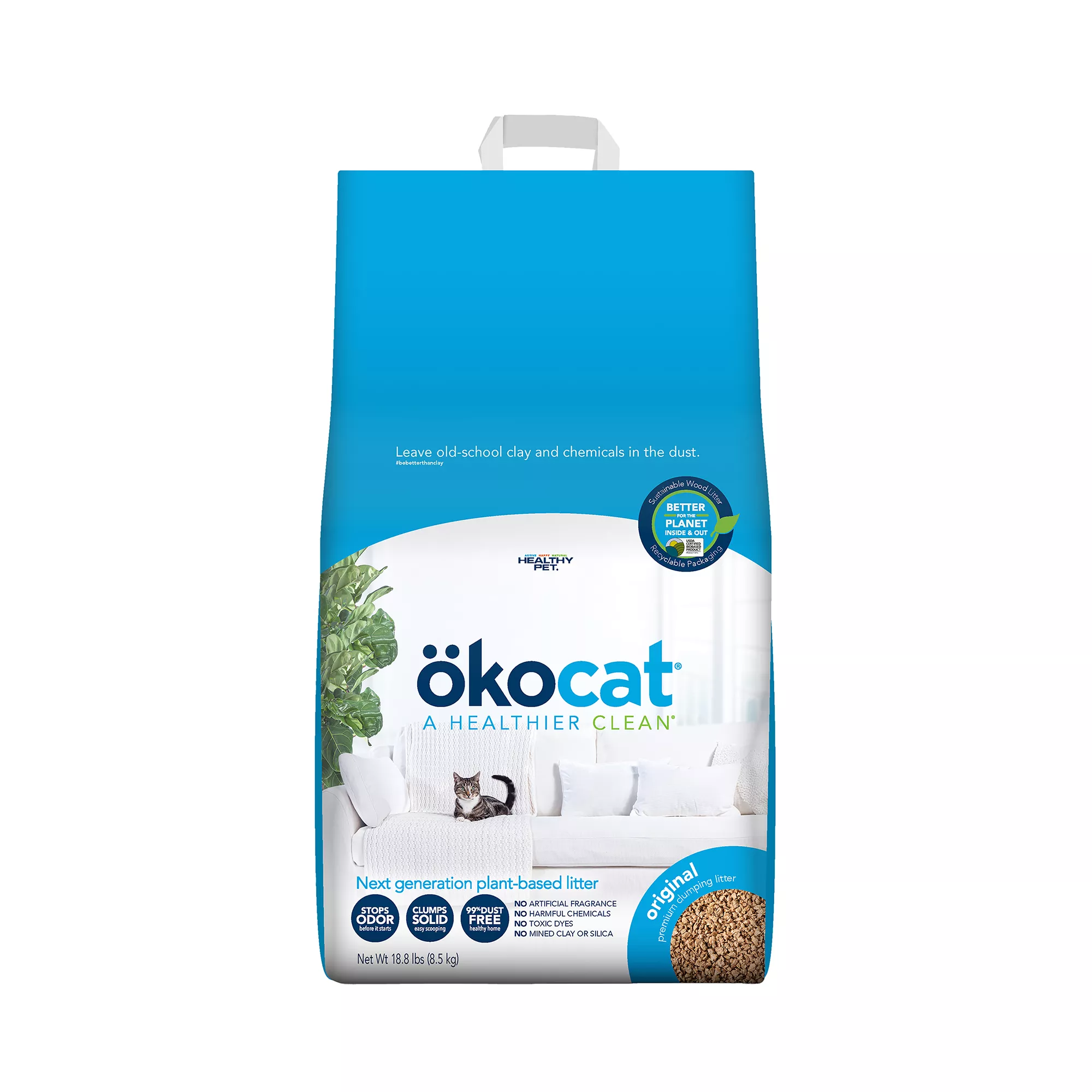 Okocat® Original Clumping Wood Cat Litter - Low Dust, Natural