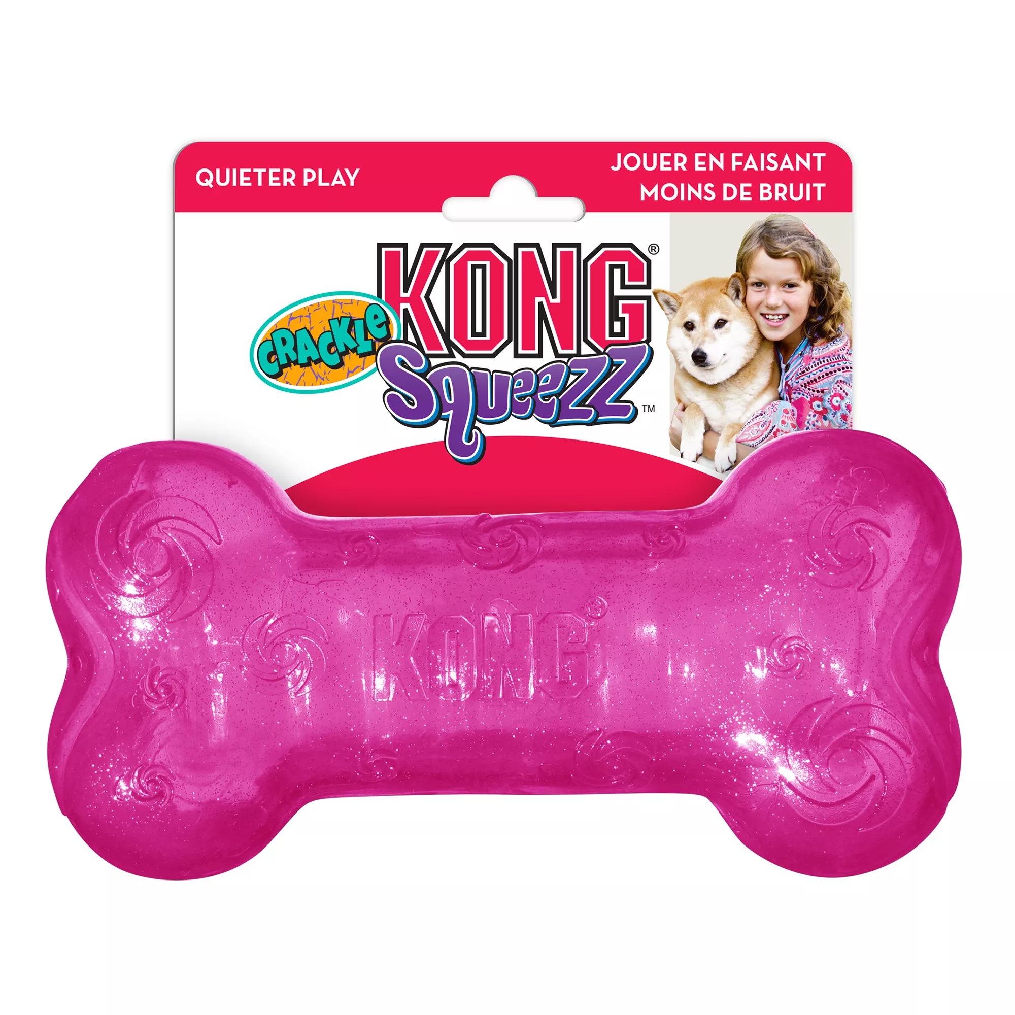 KONG® Crackle Squeezz® Bone Dog Toy - Squeaker (COLOR VARIES)