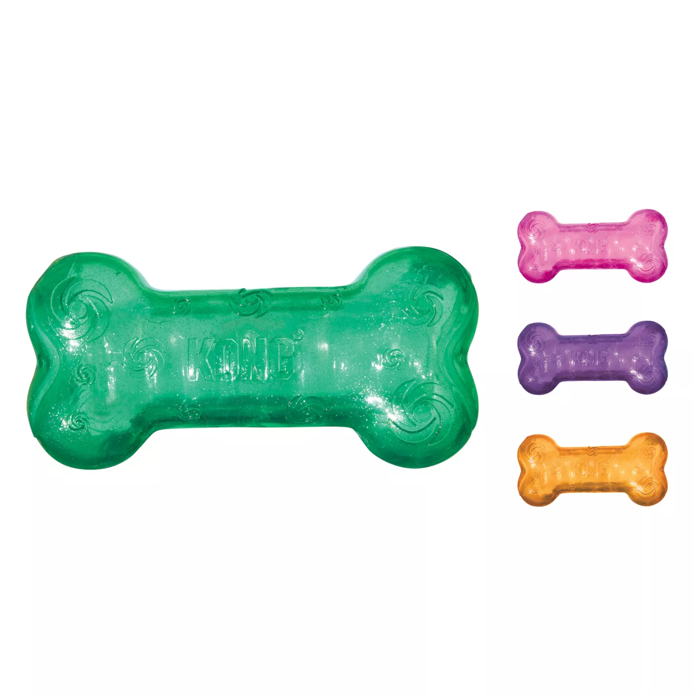 KONG Crackle Squeezz Bone Dog Toy Squeaker COLOR VARIES