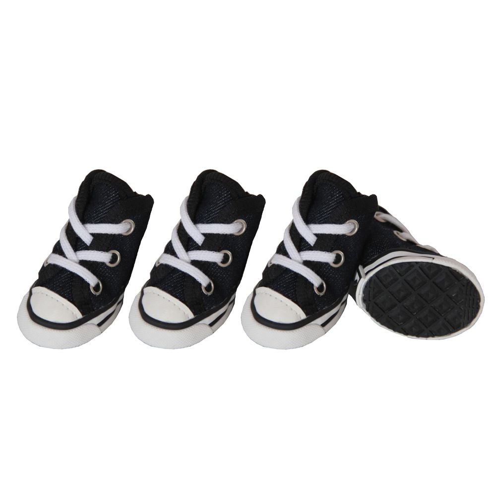 Extreme Skater Canvas Casual Grip Pet Sneaker Shoes Set of 4 Black White