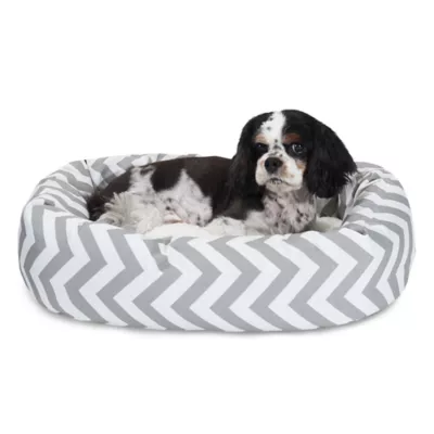 Majestic Pet Chevron Sherpa Bagel Indoor & Outdoor Dog Bed - Image 1