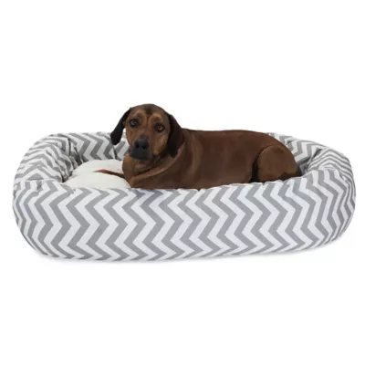 Majestic Pet Chevron Sherpa Bagel Indoor & Outdoor Dog Bed - Image 1
