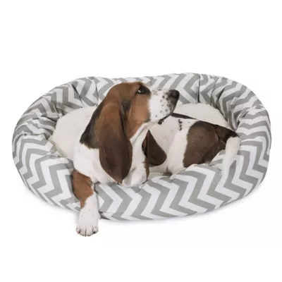 Majestic Pet Chevron Sherpa Bagel Indoor & Outdoor Dog Bed - Image 1