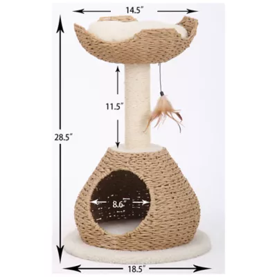 Product PetPals 29-in Walk Up Paper Rope Condo & Perch With Sisal Post Cat Tree, Tan & Cream