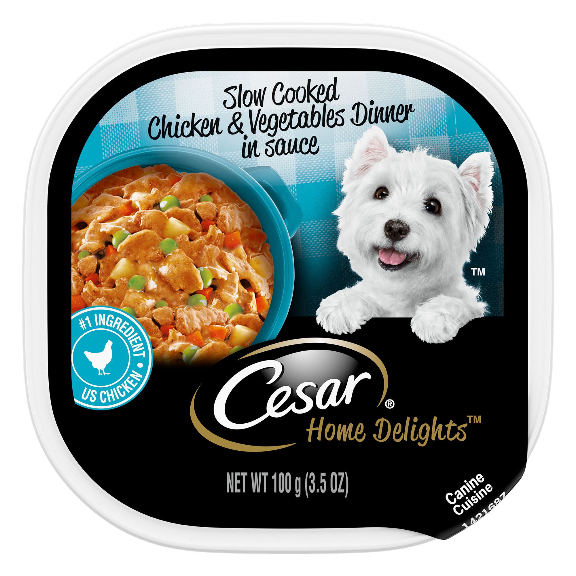 Cesar Home Delights Slow Cooked Chicken Vegetables Dinner in Sauce Dog Food 3.5 oz