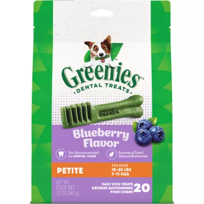 Greenies Adult Petite Dog Dental Treats Natural Oral Health Blueberry