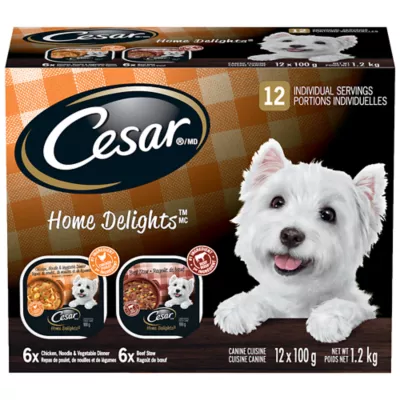 Product Cesar Home Delights Adult Wet Dog Food Beef Stew & Chicken Variety Pack, 12ct