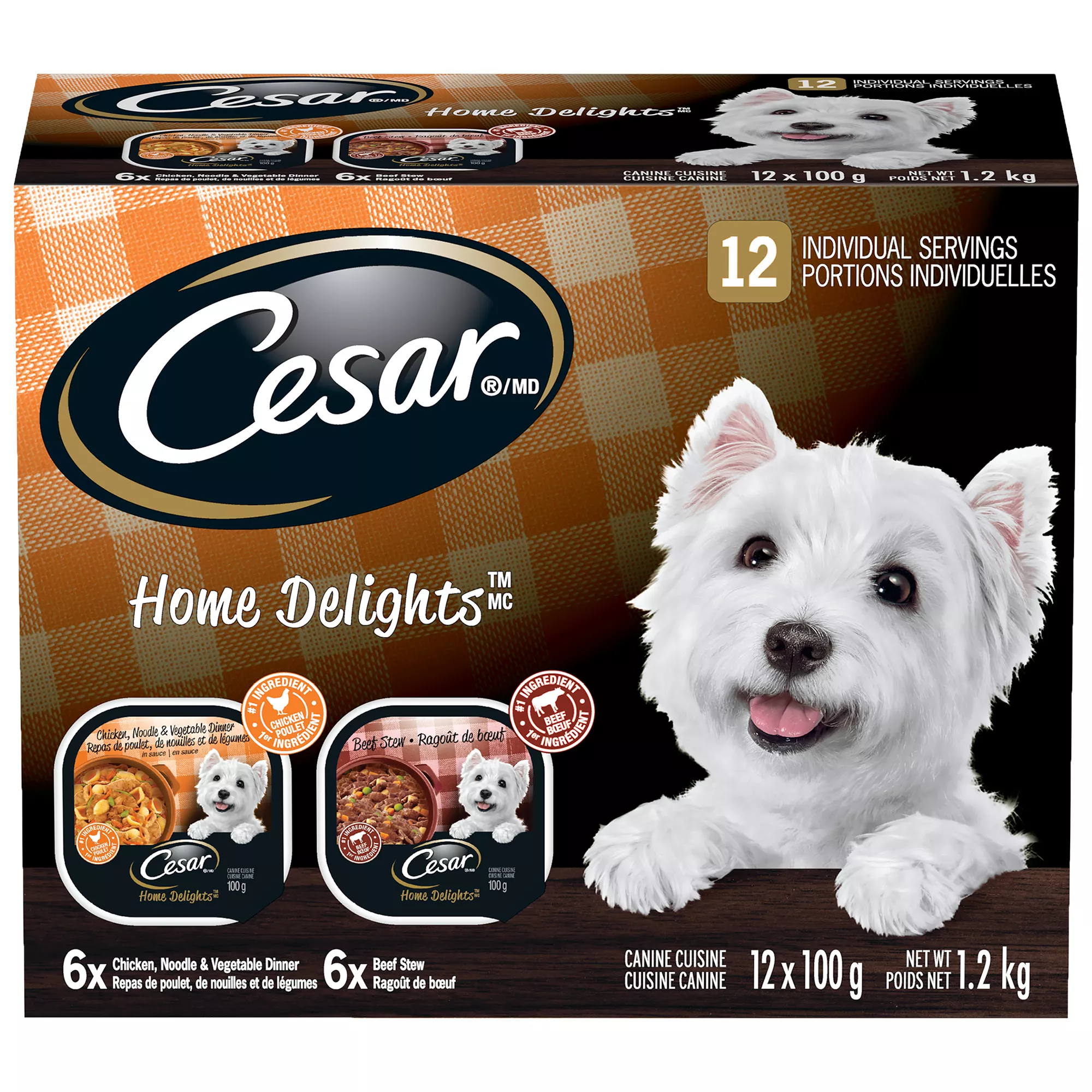 Cesar Home Delights Adult Wet Dog Food Beef Stew & Chicken Variety Pack, 12ct