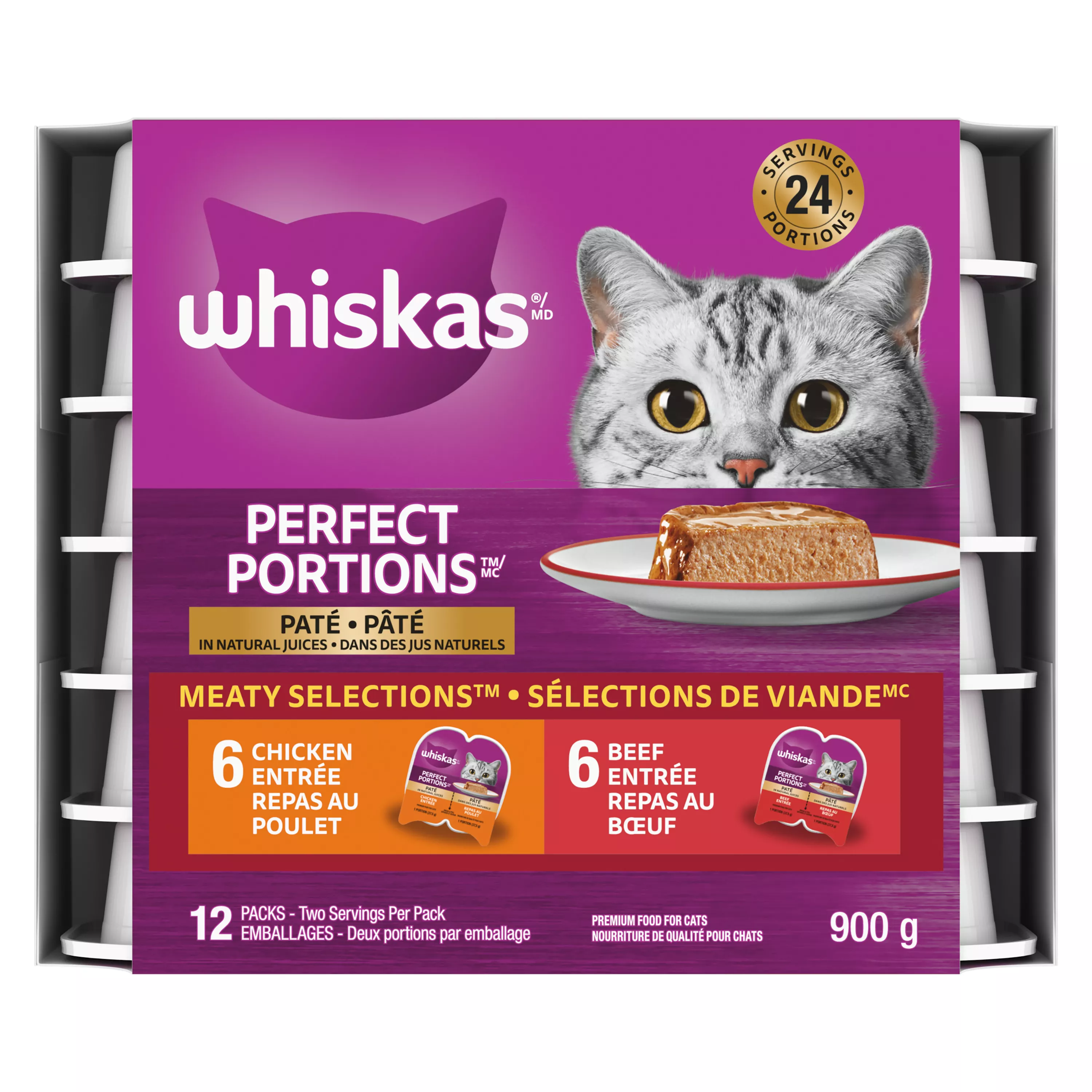 Whiskas Perfect Portions Adult Wet Cat Food Meaty Selections Variety Pack, 12ct