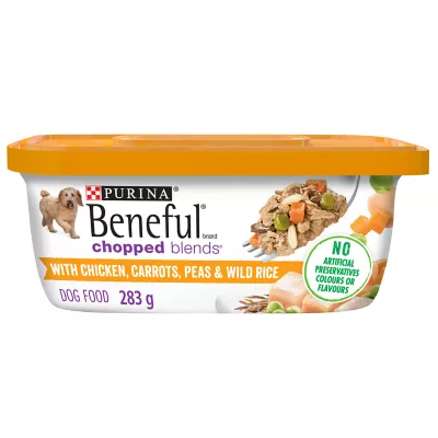 Product Purina® Beneful® Chopped Blends Chicken, Carrots, Peas & Wild Rice Dog Food