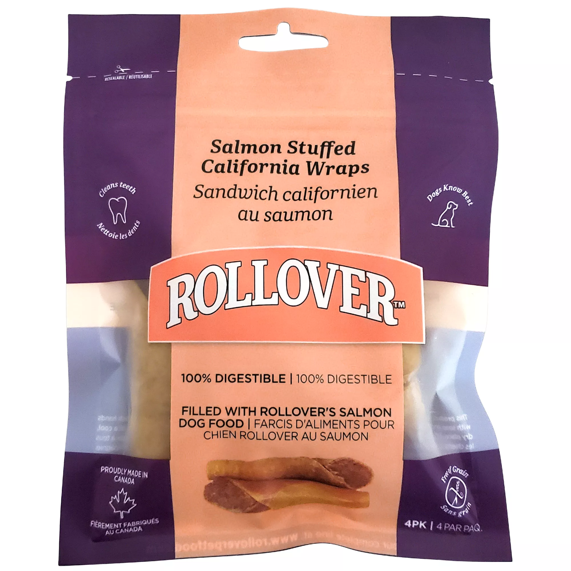 Rollover Salmon Stuffed California Wraps Dog Treat