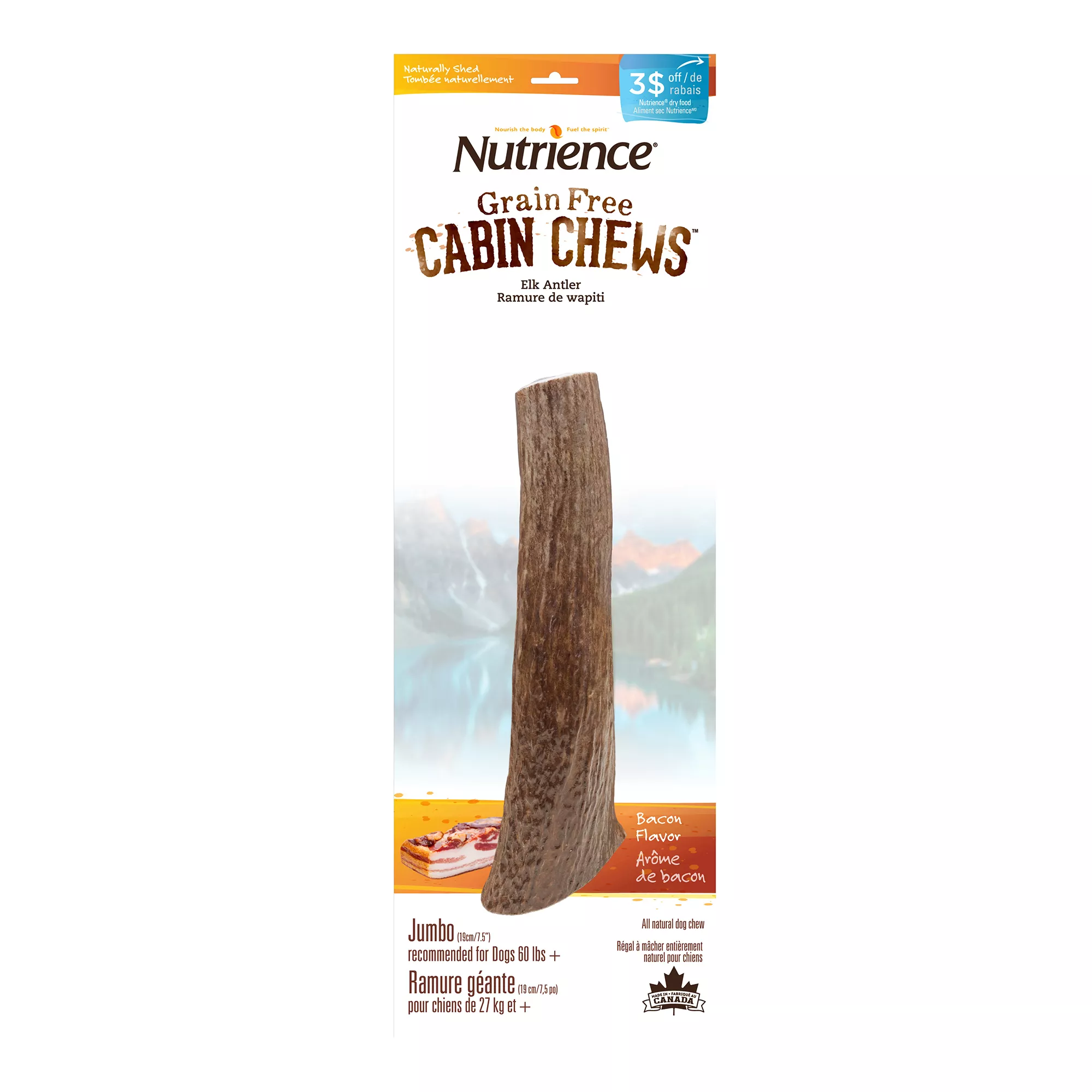 Nutrience® Cabin Chews Grain Free Bacon Medium Breed Elk Antler Dog Treat