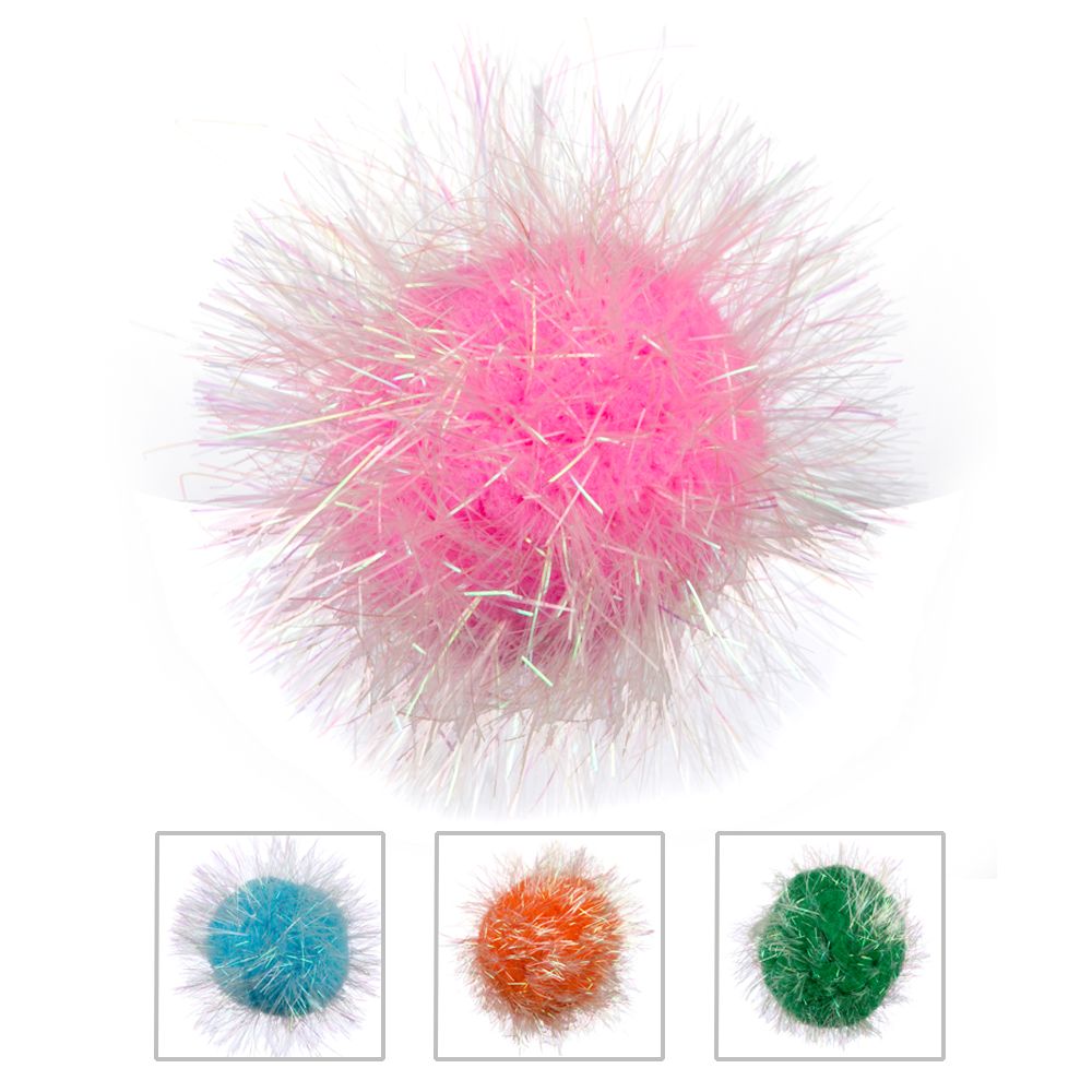 Rabbit Fur Pom Pom Ball Cat Toy - White